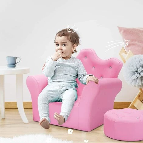 BAICCCF Canapé Rose Pour Enfant,Fauteuil Enfant, Chaise D'accoudoir Rembourrée Pour Princesse Avec Pouf, Cuir PVC Et Cristal Intégré, Meubles De Chambre à Coucher Pour Bébé Fille 4 BAICCCF Canapé Rose Pour Enfant,Fauteuil Enfant, Chaise D'accoudoir Rembourrée Pour Princesse Avec Pouf, Cuir PVC Et Cristal Intégré, Meubles De Chambre à Coucher Pour Bébé Fille – Image 2