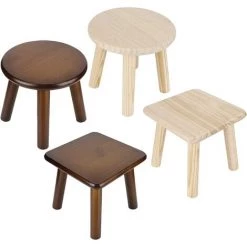 EINEMGELD Tabouret En Bois, Tabouret De Pied Tabouret De Selle Détachable Petit Escabeau Squre Pour Tabouret De Meubles D'extérieur Pour Enfants(Round-Noyer) -Assise pour enfant Soldes 61195876 4
