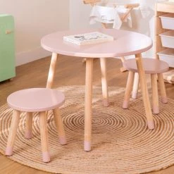 WELLHOME Ensemble De 2 Tabourets Pour Enfants "douceur" Dans Le Puits Rose à La Maison -Assise pour enfant Soldes 61258885 3