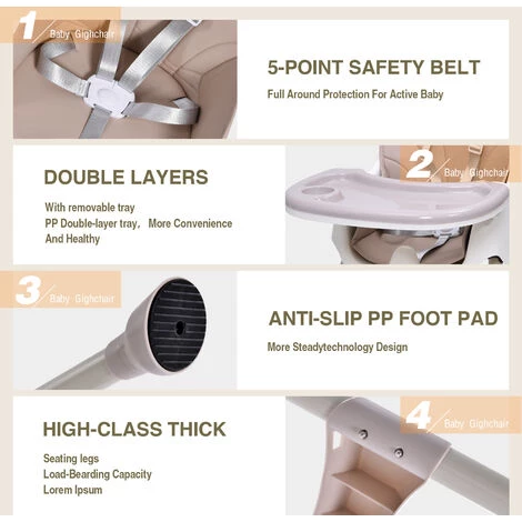 BENOBBY KIDS Chaise De Salle à Manger Multifonctionnelle Pour Bébé Chaise De Salle à Manger Pour Bébé Portable Table Et Chaise Pour Enfants Chaise De Salle à Manger Siège De Table à Manger De Croissance 6 BENOBBY KIDS Chaise De Salle à Manger Multifonctionnelle Pour Bébé Chaise De Salle à Manger Pour Bébé Portable Table Et Chaise Pour Enfants Chaise De Salle à Manger Siège De Table à Manger De Croissance – Image 4