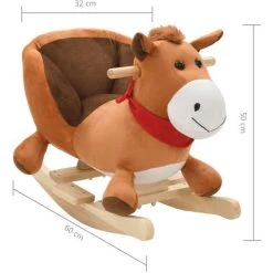 FIMEI Cheval à Bascule Avec Dossier Peluche 60 X 32 X 50 Cm Marron -Assise pour enfant Soldes 61380804 5
