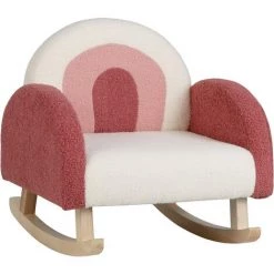 COSTWAY Fauteuil à Bascule Enfant, Fauteuil En Peluche Moderne Avec Pieds En Bois De Peuplier à Bascule Massif, Design Anti-Renversement, Aspect Mignon, Pour Enfant De 3 à 5 Ans