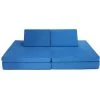 COSTWAY Canapé Pour Enfants Convertible 2 Places/Canapé Modulable Comme Blocs De Construction Avec 2 Tapis Pliants Et 2 Oreillers En Tissu Suédine, Bleu -Assise pour enfant Soldes 64437386 1