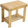 KKTONER Marchepied En Bambou Avec Compartiment De Rangement Pour Salle De Bain Salon Chambre à Coucher Couleur Naturelle -Assise pour enfant Soldes 64889025 1