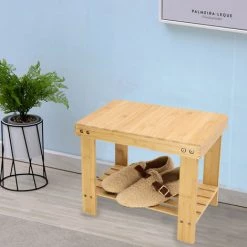 KKTONER Marchepied En Bambou Avec Compartiment De Rangement Pour Salle De Bain Salon Chambre à Coucher Couleur Naturelle -Assise pour enfant Soldes 64889025 4
