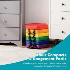 DREAMADE Lot De 6 Coussins De Chaise Pour Enfant, Coussins De Sol Multicolores Avec Poign¨¦es, Convient Aux Jardins D'enfants,Terrains De Jeux,Loisirs Int¨¦rieurs Et Ext¨¦rieurs, 38X38CM (Hexagone) -Assise pour enfant Soldes 65867608 3