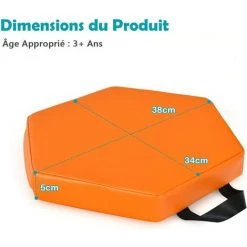 DREAMADE Lot De 6 Coussins De Chaise Pour Enfant, Coussins De Sol Multicolores Avec Poign¨¦es, Convient Aux Jardins D'enfants,Terrains De Jeux,Loisirs Int¨¦rieurs Et Ext¨¦rieurs, 38X38CM (Hexagone) -Assise pour enfant Soldes 65867608 5