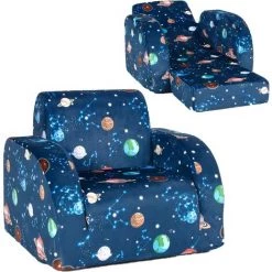 GOPLUS Fauteuil Enfant 0-3 Ans, Canapé Convertible De 3 Types Pour Enfants, Canapé Design Contemporain Pour Enfants, Chaise Longue Pour Enfant Avec Dossier Haut (Bleu)