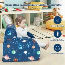 GOPLUS Fauteuil Enfant 0-3 Ans, Canapé Convertible De 3 Types Pour Enfants, Canapé Design Contemporain Pour Enfants, Chaise Longue Pour Enfant Avec Dossier Haut (Bleu) -Assise pour enfant Soldes 66262722 4