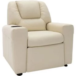 LES TENDANCES Fauteuil Inclinable Pour Enfants Similicuir Blanc Crème