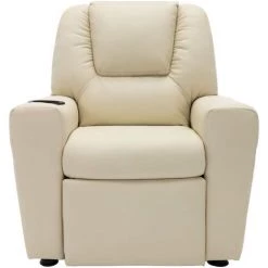 LES TENDANCES Fauteuil Inclinable Pour Enfants Similicuir Blanc Crème -Assise pour enfant Soldes 66888560 3