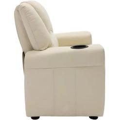 LES TENDANCES Fauteuil Inclinable Pour Enfants Similicuir Blanc Crème -Assise pour enfant Soldes 66888560 5