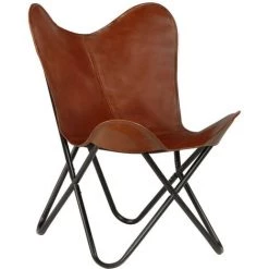 LES TENDANCES Chaise Papillon Marron Taille Pour Enfants Cuir Véritable