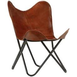 LES TENDANCES Chaise Papillon Marron Taille Pour Enfants Cuir Véritable -Assise pour enfant Soldes 66905395 3