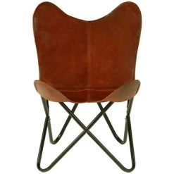 LES TENDANCES Chaise Papillon Marron Taille Pour Enfants Cuir Véritable -Assise pour enfant Soldes 66905395 4