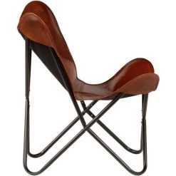 LES TENDANCES Chaise Papillon Marron Taille Pour Enfants Cuir Véritable -Assise pour enfant Soldes 66905395 5