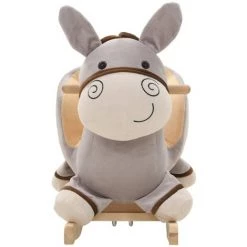 TRUE DEAL Âne à Bascule Avec Dossier Peluche 60 X 32 X 55 Cm Gris -Assise pour enfant Soldes 67542195 3