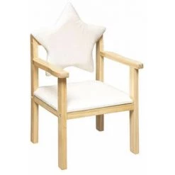 ATMOSPHERA FOR KIDS Chaise Enfant "Dossier Étoile" 62cm Blanc & Beige