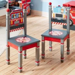 TEAMSON KIDS Lot De 2 Chaises Enfant En Bois Chambre Garçon Pompiers Fantasy Fields TD-12514A2 -Assise pour enfant Soldes 68110566 3