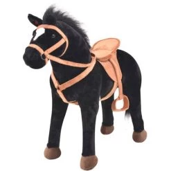 VidaXL Jouet En Peluche Cheval Noir - Noir