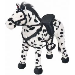 VidaXL Jouet En Peluche Cheval Noir Et Blanc XXL - Noir