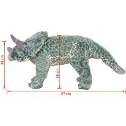 VidaXL Jouet En Peluche Dinosaure Tricératops Vert XXL - Vert -Assise pour enfant Soldes 7766142 5