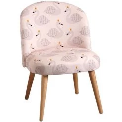 AUBRY GASPARD Chaise Enfant En Coton Et Bois Cygne Rose Rose - Rose